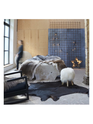 Sonata Килим от волска кожа, черен, 150x170 см