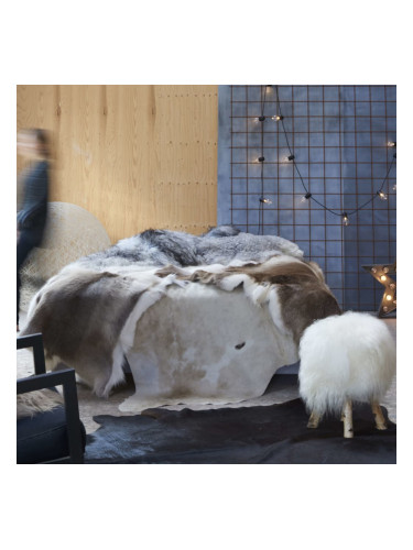 Sonata Килим от волска кожа, кафяво и бяло, 150x170 см