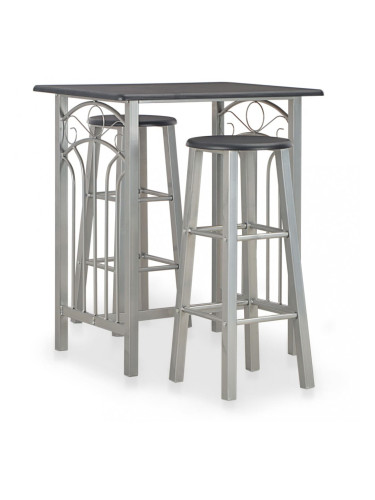 Sonata Бар комплект от 3 части, дърво и стомана, черен