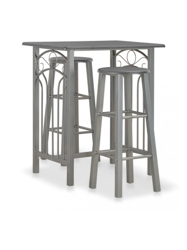 Sonata Бар комплект от 3 части, дърво и стомана, антрацит