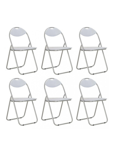 Sonata Сгъваеми трапезни столове, 6 бр, бели, изкуствена кожа