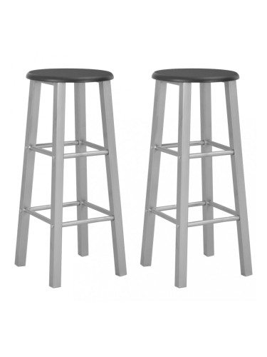 Sonata Бар табуретки, 2 бр, сребристи, МДФ