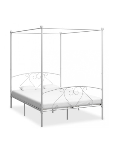 Sonata Рамка за легло с балдахин, бяла, метал, 160x200 см