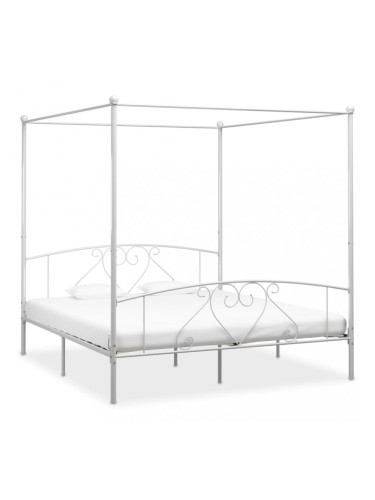 Sonata Рамка за легло с балдахин, бяла, метал, 180x200 cм