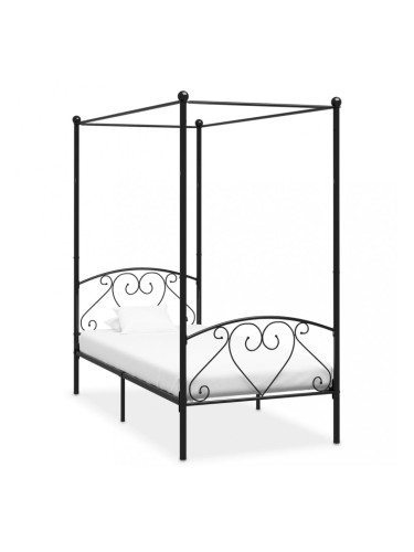 Sonata Рамка за легло с балдахин, черна, метал, 100x200 cм