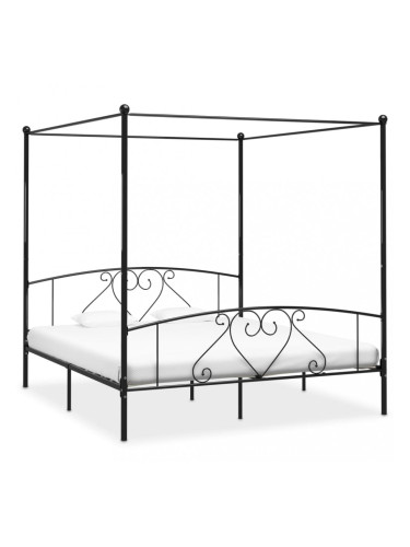 Sonata Рамка за легло с балдахин, черна, метал, 200x200 cм