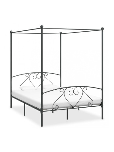 Sonata Рамка за легло с балдахин, сива, метал, 160x200 см