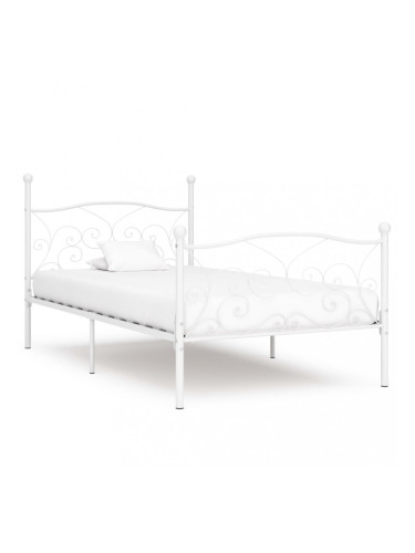 Sonata Рамка за легло с ламелна основа, бяла, метал, 100x200 см