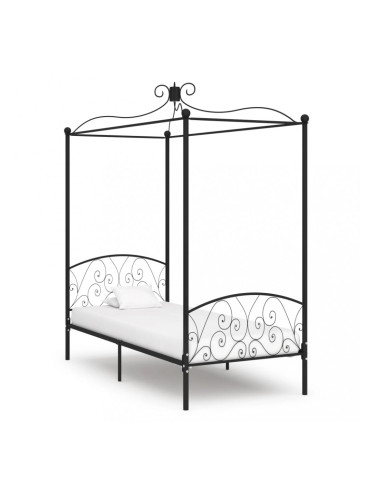 Sonata Рамка за легло с балдахин, черна, метал, 100x200 cм