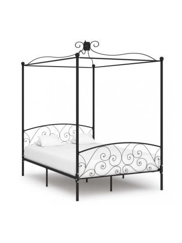 Sonata Рамка за легло с балдахин, черна, метал, 120x200 cм