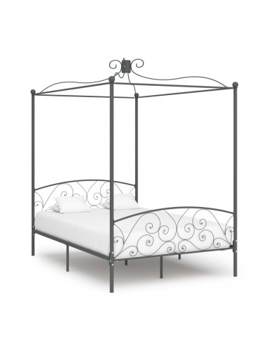 Sonata Рамка за легло с балдахин, сива, метал, 140x200 см