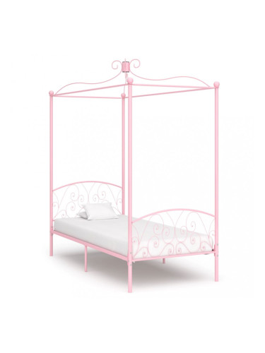 Sonata Рамка за легло с балдахин, розова, метал, 90x200 см