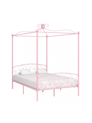 Sonata Рамка за легло с балдахин, розова, метал, 120x200 cм