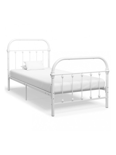 Sonata Рамка за легло, бяла, метал, 90x200 см