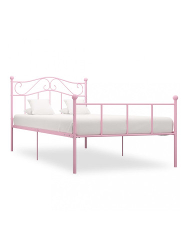 Sonata Рамка за легло, розова, метал, 100x200 cм