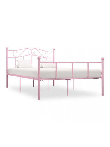 Sonata Рамка за легло, розова, метал, 140x200 см