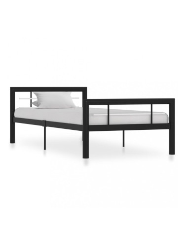 Sonata Рамка за легло, черно и бяло, метал, 90x200 см