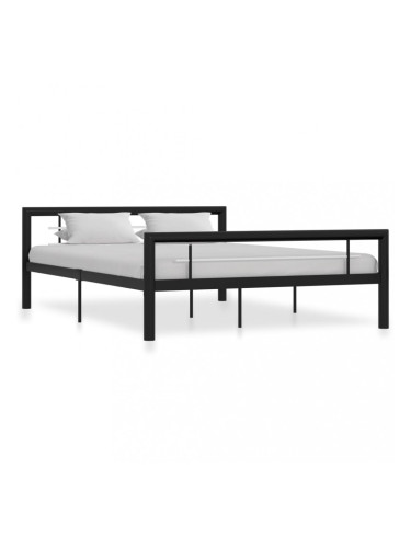 Sonata Рамка за легло, черно и бяло, метал, 120x200 cм