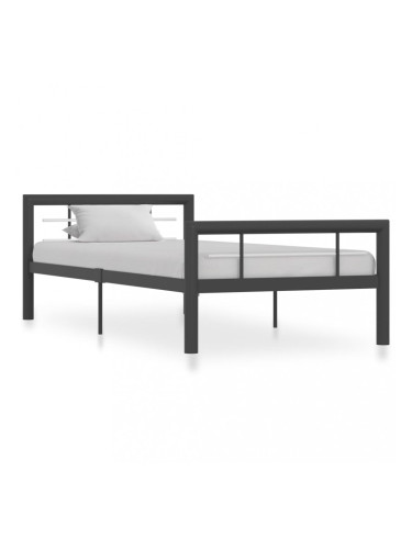 Sonata Рамка за легло, сиво и бяло, метал, 100x200 cм