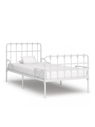 Sonata Рамка за легло с ламелна основа, бяла, метал, 90x200 см