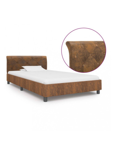 Sonata Рамка за легло, кафява, изкуствен велур, 100x200 см