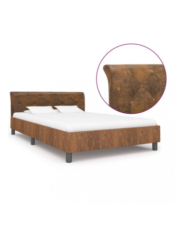 Sonata Рамка за легло, кафява, изкуствен велур, 120x200 см