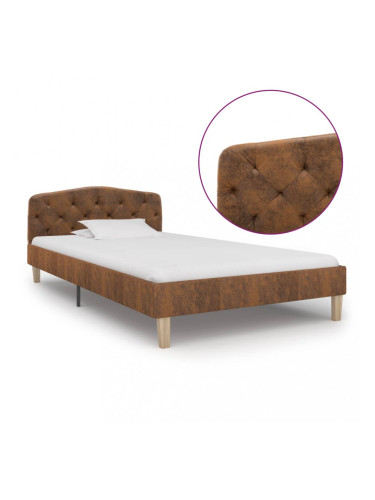 Sonata Рамка за легло, кафява, изкуствен велур, 90x200 см