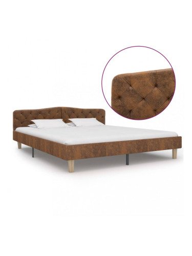 Sonata Рамка за легло, кафява, изкуствен велур, 180x200 см