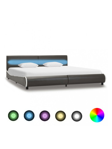 Sonata Рамка за легло с LED, антрацит, изкуствена кожа, 180x200 cм
