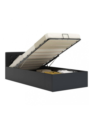 Sonata Легло с повдигащ механизъм, черно, изкуствена кожа, 90x200 cм