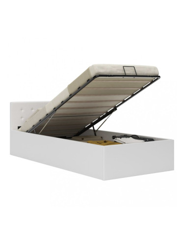 Sonata Легло с повдигащ механизъм, бяло, изкуствена кожа, 90x200 cм