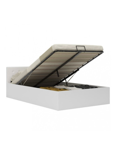 Sonata Легло с повдигащ механизъм, бяло, изкуствена кожа, 140x200 cм