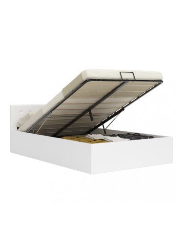 Sonata Легло с повдигащ механизъм, бяло, изкуствена кожа, 160x200 cм