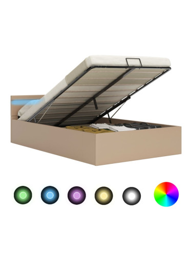 Sonata Хидравлично легло с LED капучино изкуствена кожа 180x200 cм