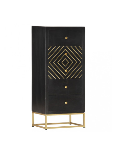 Sonata Шкаф с чекмеджета, черно и златисто, 45x30x105 см, манго масив