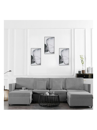 Sonata 4-местен разтегателен диван, текстил, светлосив