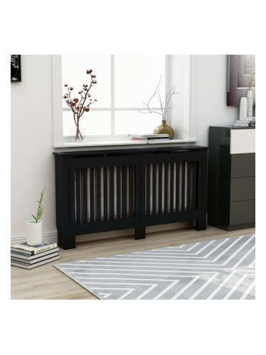 Sonata Параван за радиатор, черен, 152x19x81 см, МДФ