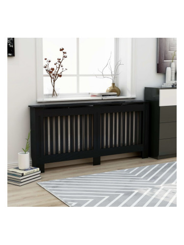 Sonata Параван за радиатор, черен, 172x19x81 см, МДФ