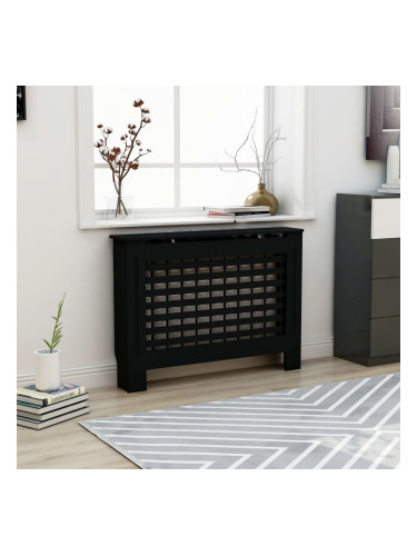 Sonata Параван за радиатор, черен, 112x19x81 см, МДФ