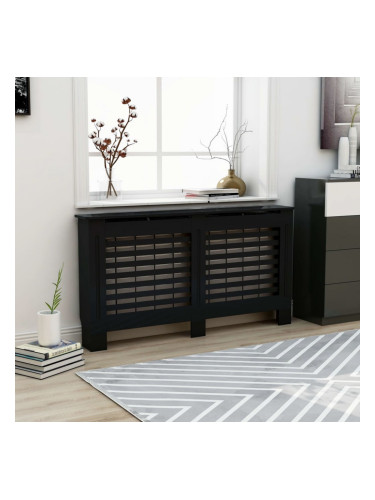 Sonata Параван за радиатор, черен, 152x19x81 см, МДФ