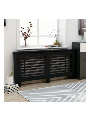 Sonata Параван за радиатор, черен, 172x19x81 см, МДФ