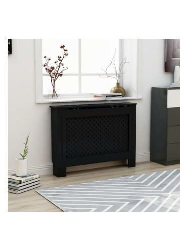 Sonata Параван за радиатор, черен, 112x19x81 см, МДФ