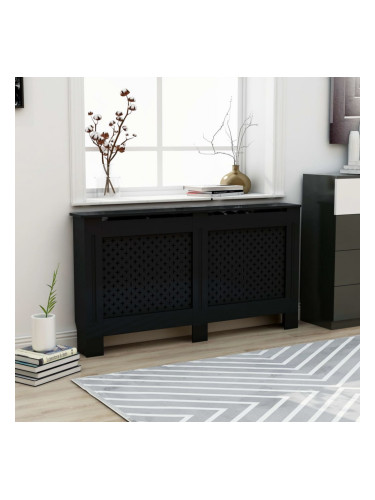 Sonata Параван за радиатор, черен, 152x19x81 см, МДФ