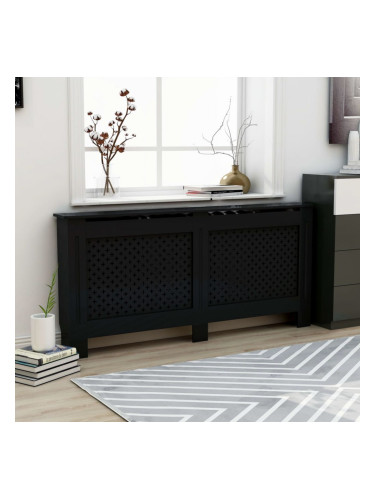 Sonata Параван за радиатор, черен, 172x19x81 см, МДФ