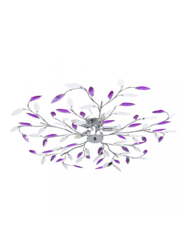 Sonata Лампа за таван с акрилни кристални листа за 5 крушки E14 лилава