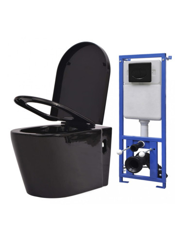 Sonata Окачена тоалетна чиния, със скрито казанче, керамична, черна