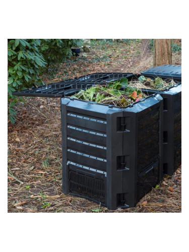 Nature Контейнер за компостиране, 1200 л, черен, 6071483