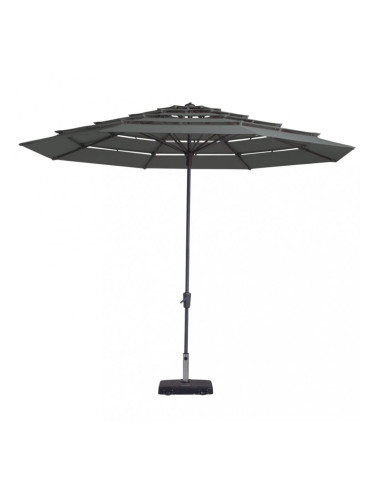 Madison Градински чадър Syros 350 см отворена структура сив кръгъл