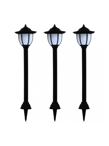 Sonata Градински соларни лампи, 3 бр, LED, черни