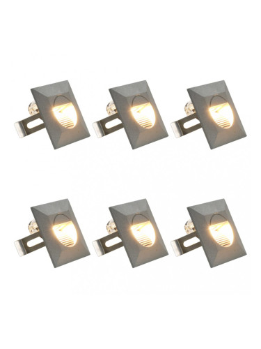 Sonata Фасадни LED аплици, 6 бр, 5 W, сребристи, квадратни